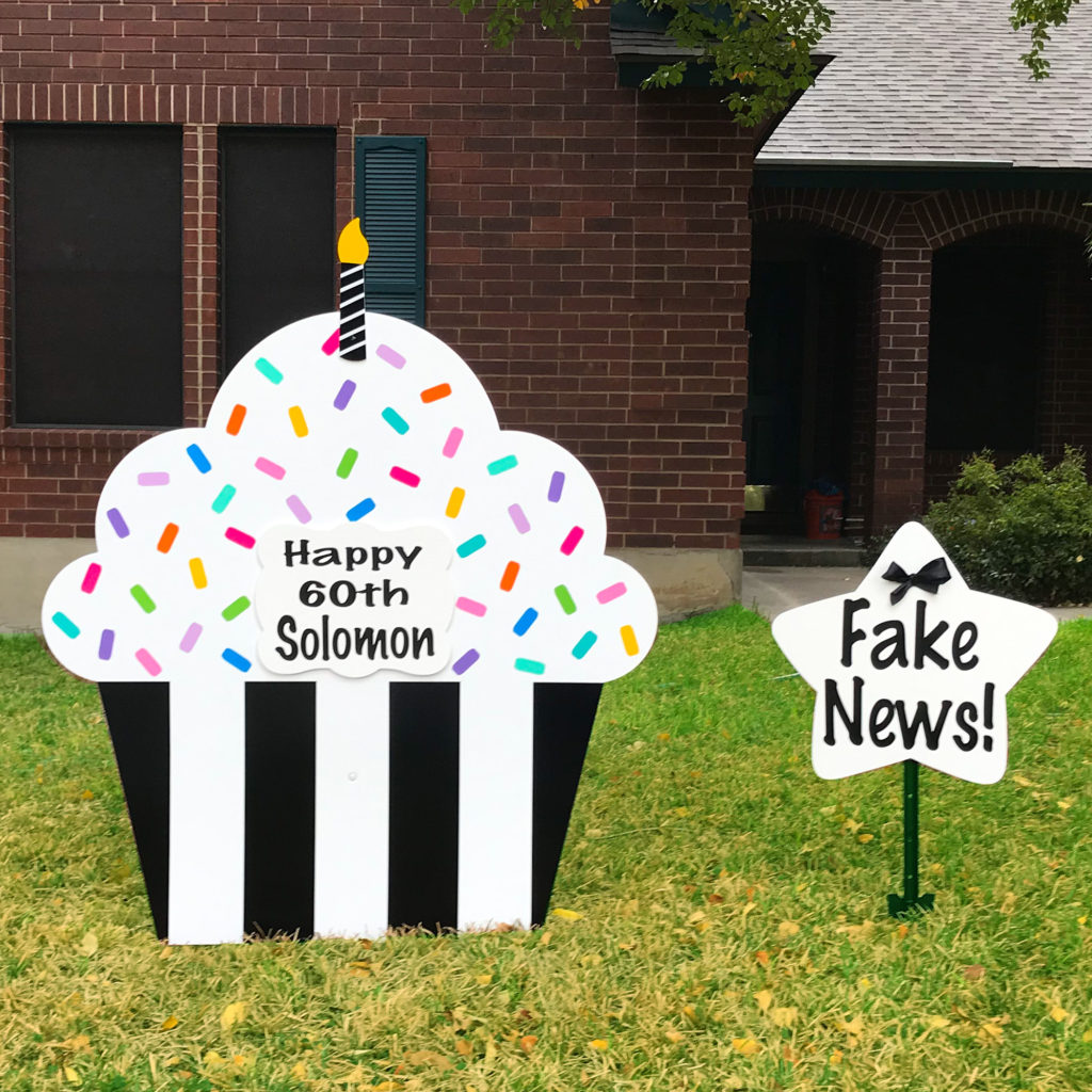Black Tie - Happy Birthday Cupcake Yard sign, greater Baton Rouge