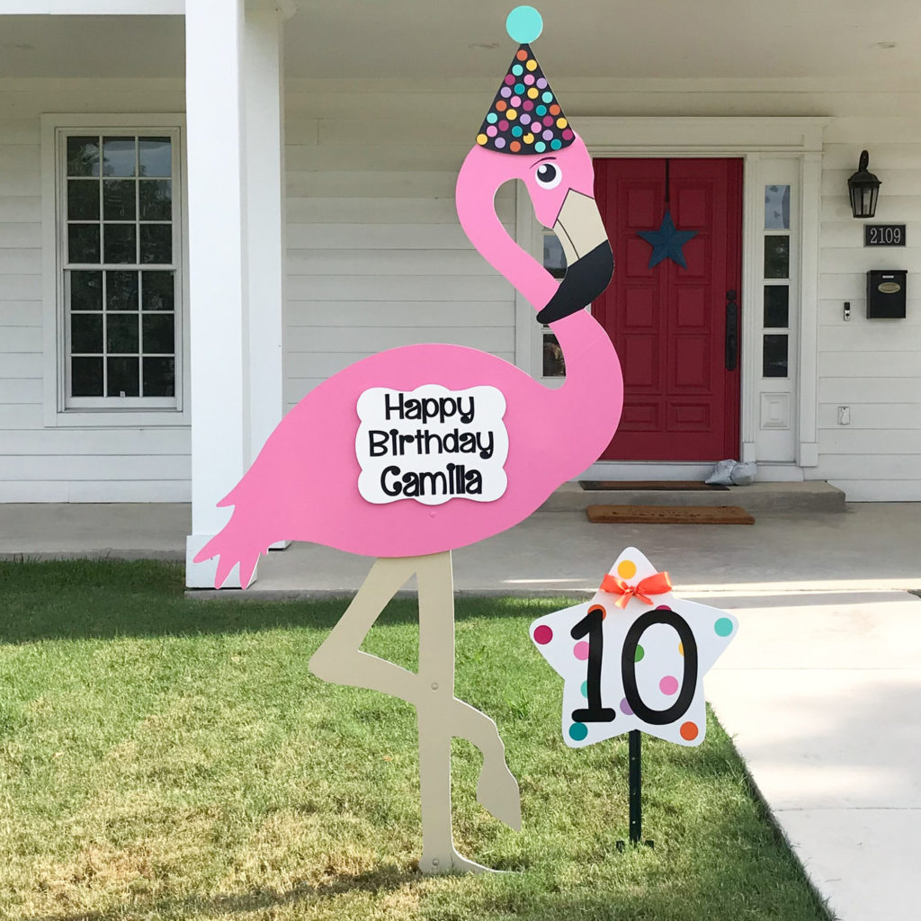 Happy Birthday Flamingo Yard sign, greater Baton Rouge