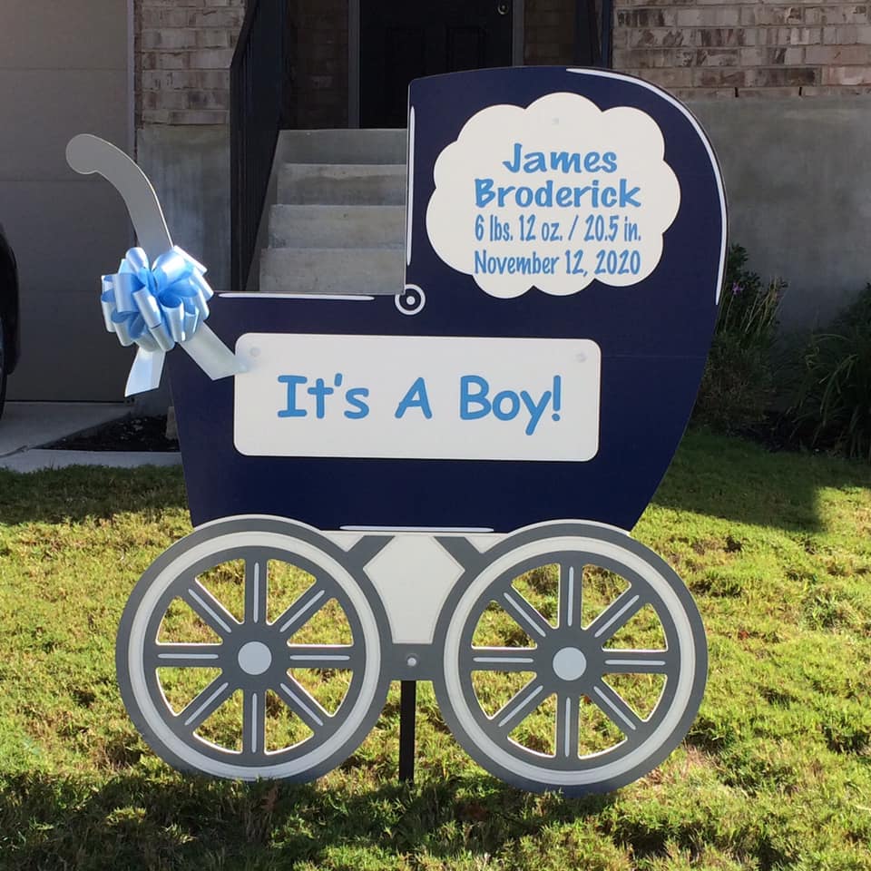 Carriage Birth Announcement Yard Sign, metro Baton Rouge 