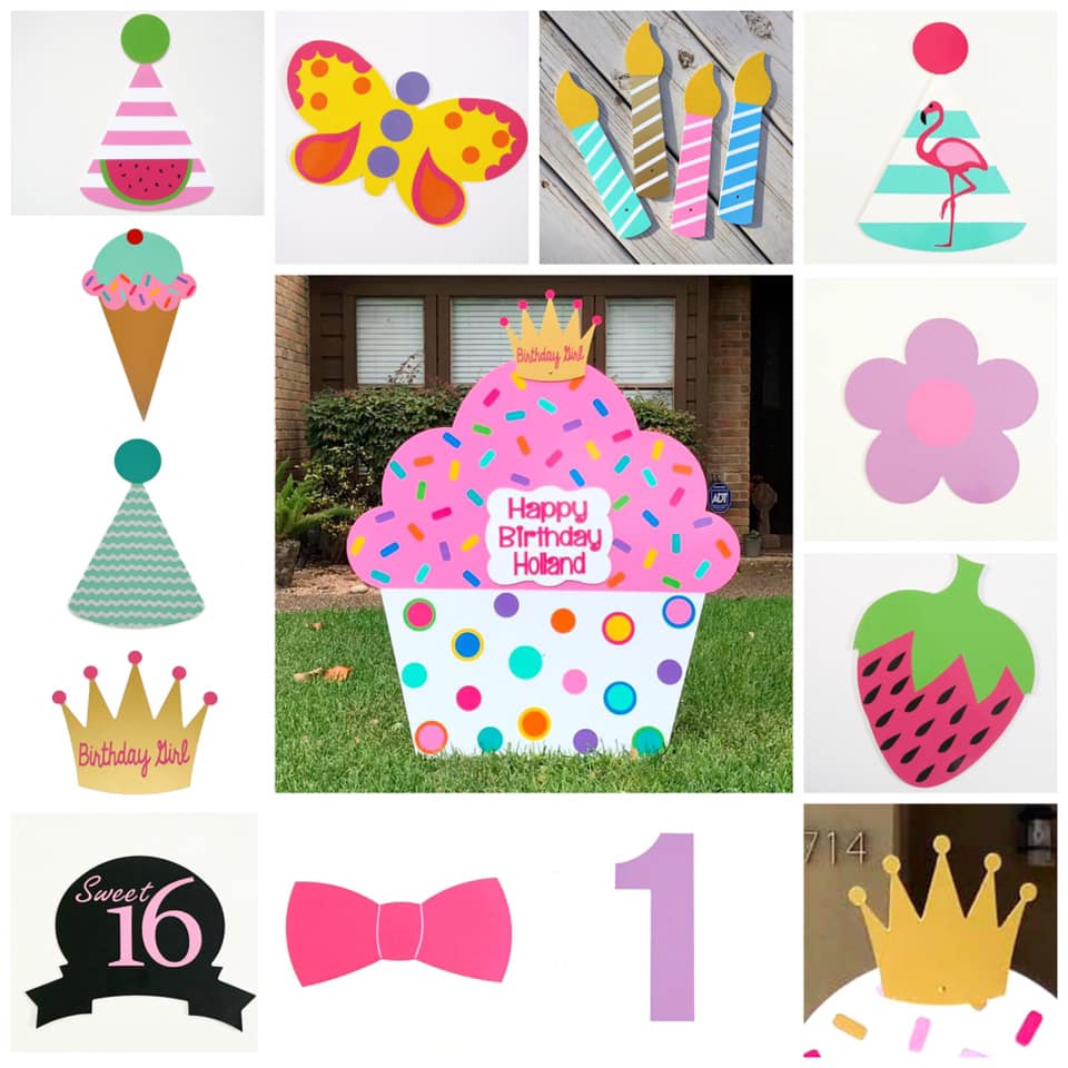 Cupcake Birthday Lawn Sign Baton Rouge Stork and Birthday Signs