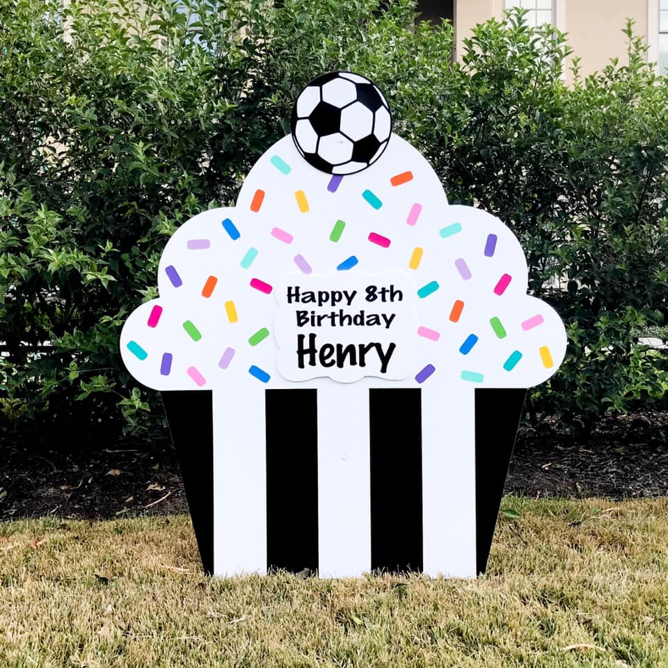 Black Tie Cupcake Sign with soccer ball, Baton Rouge, LA