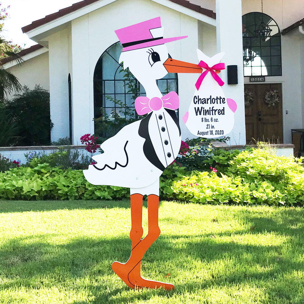 Pink Stork Sign , Stork Sign Rental in Monroe, Wayne, Ontario county, New York