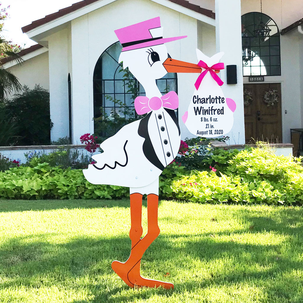 Pink Stork Sign , Stork Sign Rental in St Mary and Lower Calvert County, MD