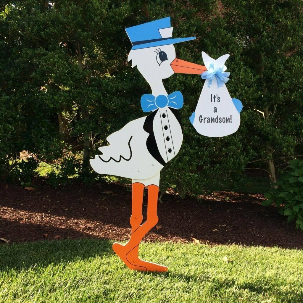 Blue Grandparent Stork Sign , Stork Sign Rental in Monroe, Wayne, Ontario county, New York